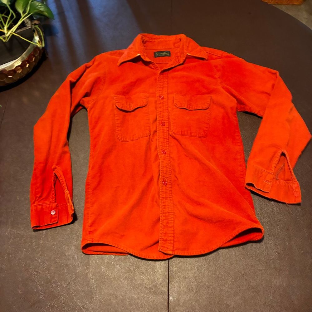 Vintage Sport King Mens Flannel Button Up Size S Orange Lumberjack Country 60S